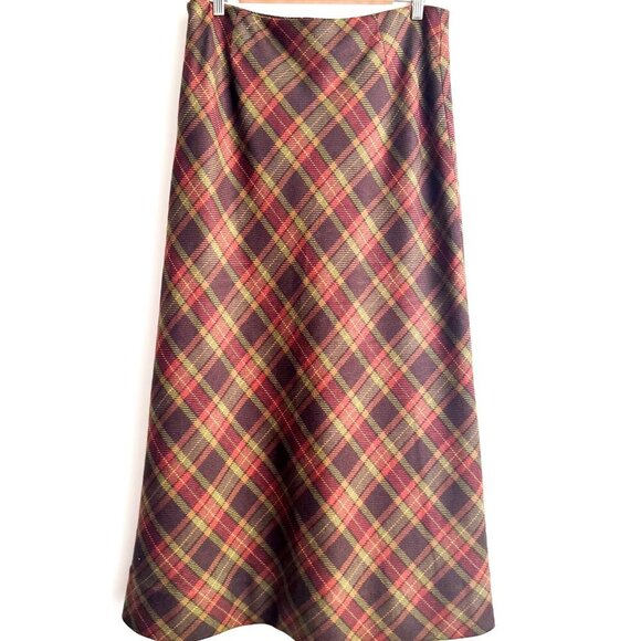Willie Smith Wool Plaid A line Maxi Skirt M - Picture 3 of 4